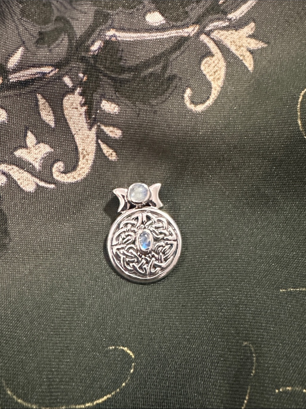 Sterling Silver Celtic Moonstone Pendant - Blue